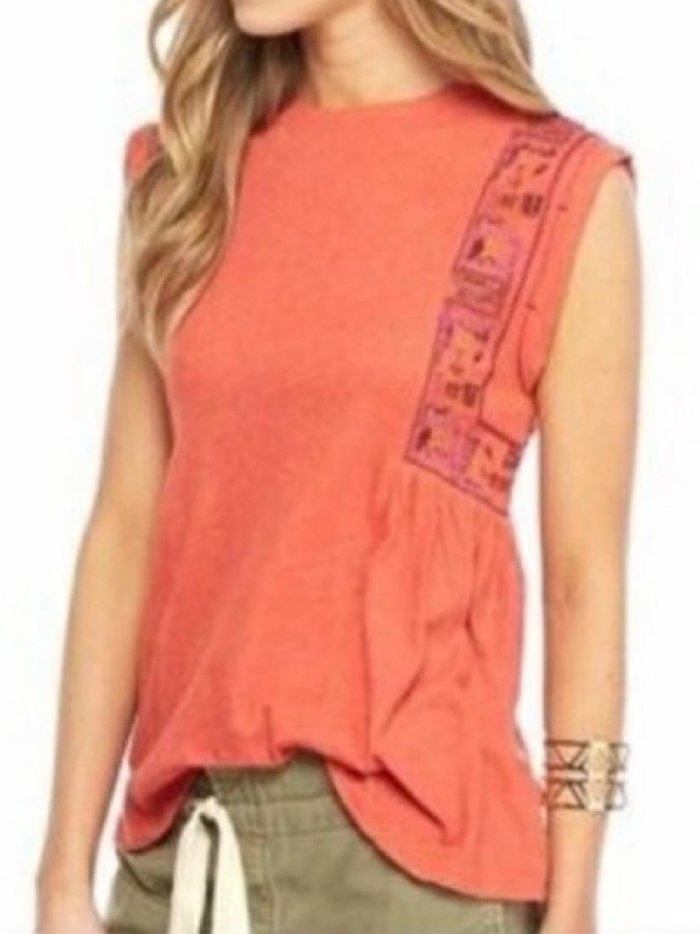 Free People Marcy Embroidered Tank Top - size small